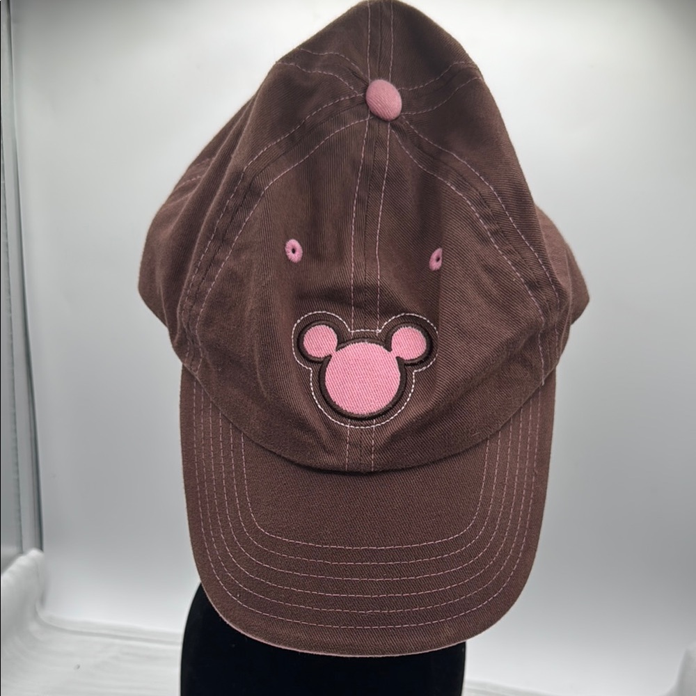 Disney Mickey Mouse Baseball Caps 100% Cotton Brown Pink Hook Loop Back Florida